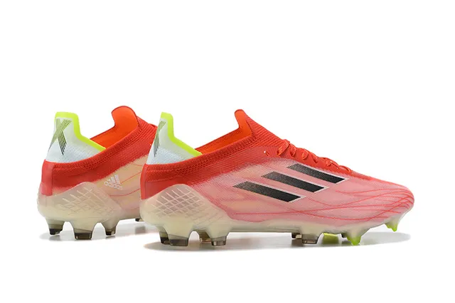Adidas Red Yellow Low-Cut Knit Upper Translucent Sole Firm-Ground Soccer Shoes 5