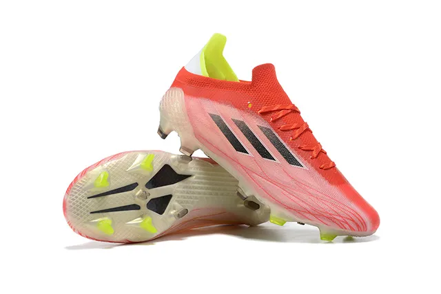 Adidas Red Yellow Low-Cut Knit Upper Translucent Sole Firm-Ground Soccer Shoes 6