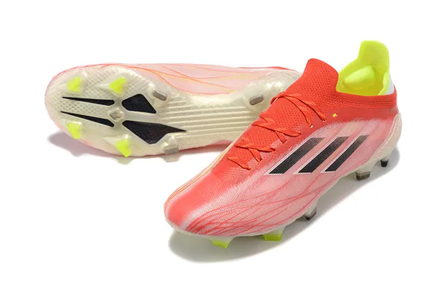 Adidas Red Yellow Low-Cut Knit Upper Translucent Sole Firm-Ground Soccer Shoes 7
