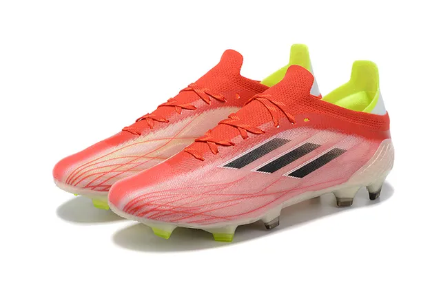 Adidas Red Yellow Low-Cut Knit Upper Translucent Sole Firm-Ground Soccer Shoes 8
