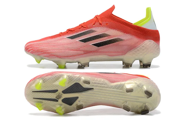 Adidas Red Yellow Low-Cut Knit Upper Translucent Sole Firm-Ground Soccer Shoes 9