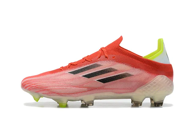 Adidas Red Yellow Low-Cut Knit Upper Translucent Sole Firm-Ground Soccer Shoes 10