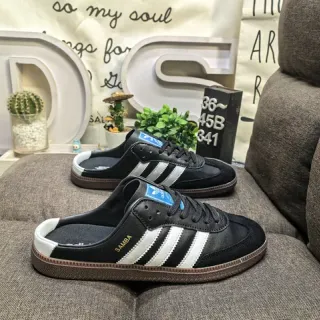 Adidas Samba কালো সাদা ওপেন-ব্যাক মিউল লেস-আপ ভ্যাম্প লুফার