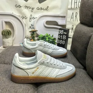 Adidas Samba رمادي ذهبي منخفض الكعب مخمل جلد مختلط أسلوب حياة سنيكرز