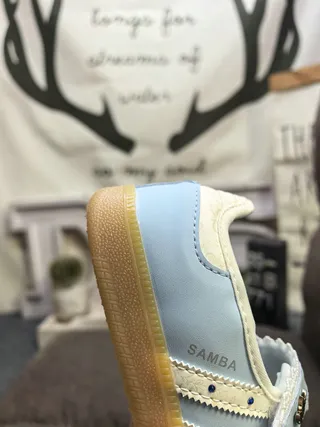 Adidas Samba Tênis Lifestyle Azul Claro sem Cadarços T-Strap 3