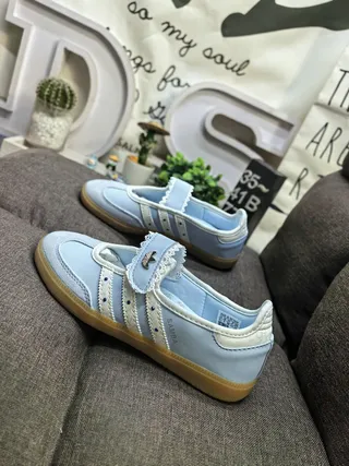 Adidas Samba Tênis Lifestyle Azul Claro sem Cadarços T-Strap 7