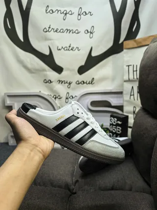 Adidas Samba Tênis Casual Branco Preto com Cadarço e Slip-On 5