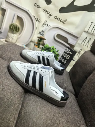 Adidas Samba Tênis Casual Branco Preto com Cadarço e Slip-On 7
