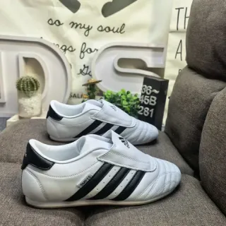 Adidas Samba White Black Laceless Slip-On Quilted Vamp Indoor Soccer Shoes
