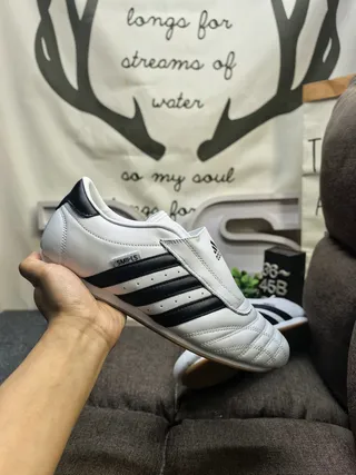 Adidas Samba White Black Sem cadarço Slip-On acolchoado Vamp Sapatos de futebol indoor 5