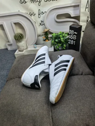 Adidas Samba White Black Sem cadarço Slip-On acolchoado Vamp Sapatos de futebol indoor 6