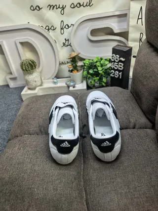 Adidas Samba White Black Sem cadarço Slip-On acolchoado Vamp Sapatos de futebol indoor 8