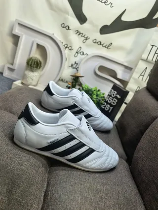 Adidas Samba White Black Sem cadarço Slip-On acolchoado Vamp Sapatos de futebol indoor 9