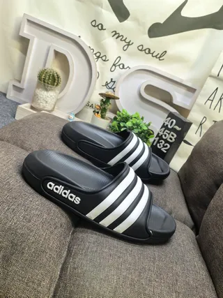 Adidas Slide Black and White Slippers 9