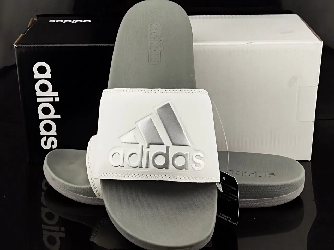 Adidas Slide sandalia blanca y gris 3