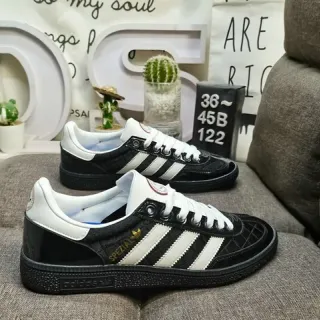Adidas Spezial أحذية رياضية أسود وأبيض مخيطة نمط حياة