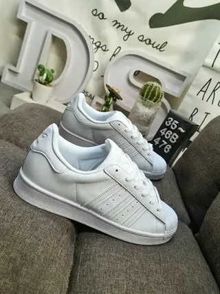 Adidas Superstar All-White Lifestyle Sneakers 9
