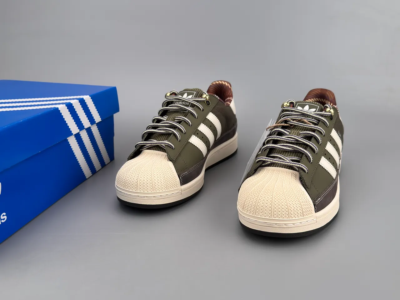 Adidas Superstar Army Green White Brown حذاء لايف ستايل سنيكرز 3