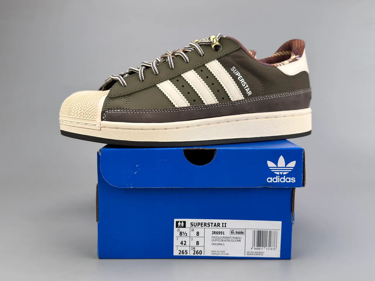 Adidas Superstar Army Green White Brown حذاء لايف ستايل سنيكرز 4