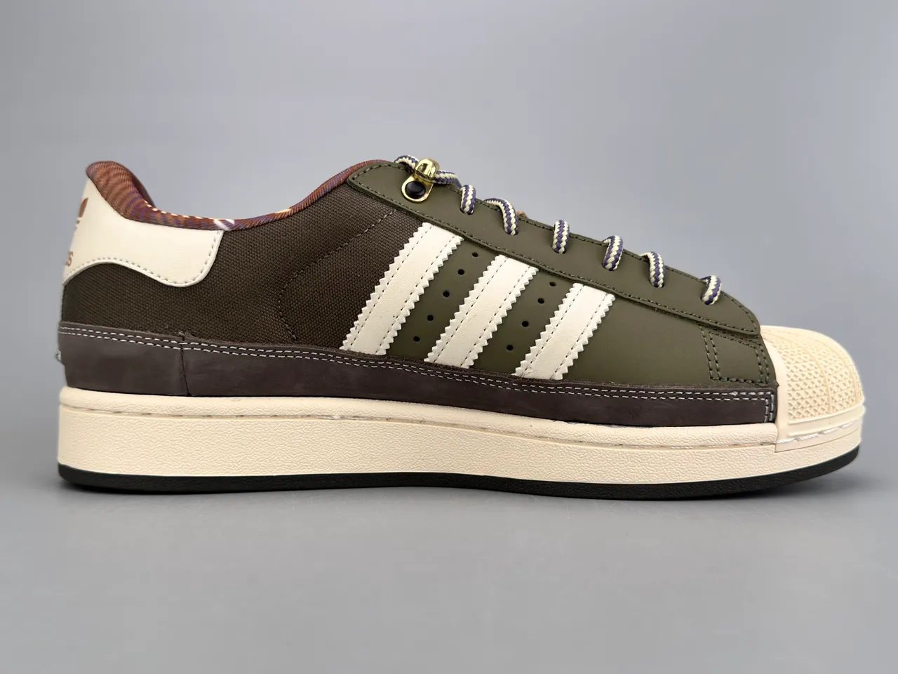 Adidas Superstar Army Green White Brown حذاء لايف ستايل سنيكرز 10