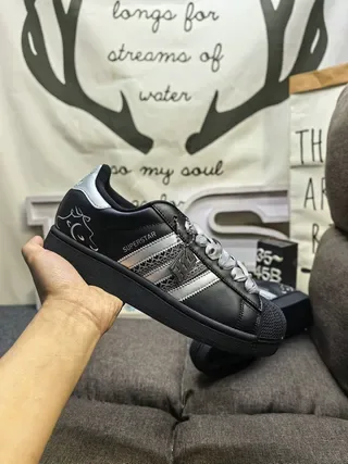 Adidas Superstar Black and Silver Metallic Lifestyle Sneakers 5