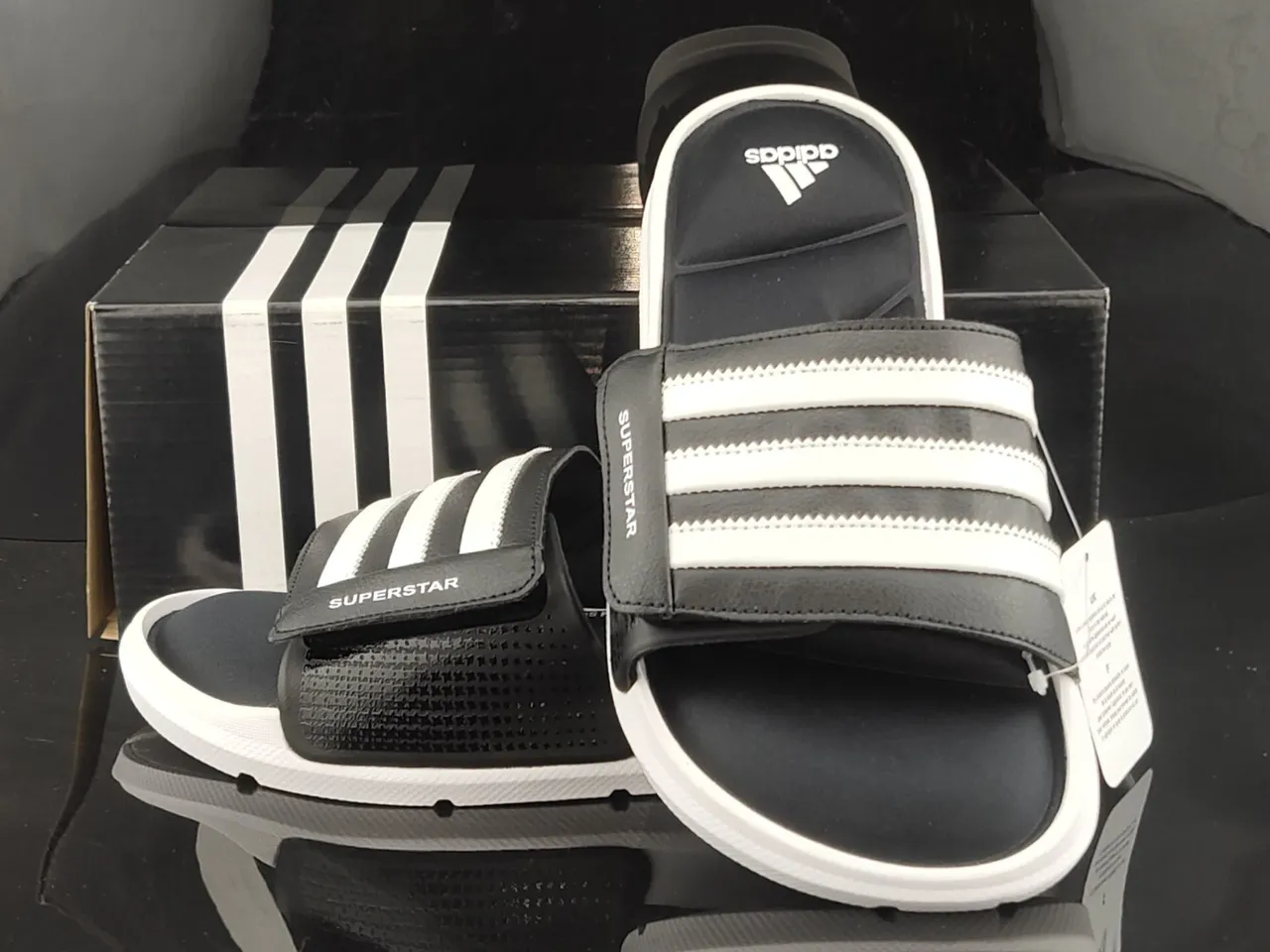 Adidas Superstar Sandales à glissière Noir et Blanc 3