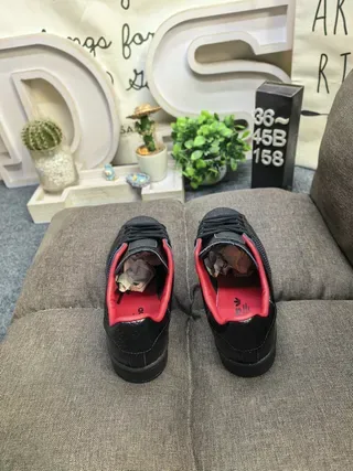 Adidas Superstar Preto Vermelho Couro com Emboss Croc Parte Superior Forro Interior Tênis Lifestyle 8