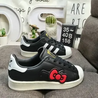 Adidas Superstar أسود أبيض أحمر بو أسلوب حياة أحذية رياضية