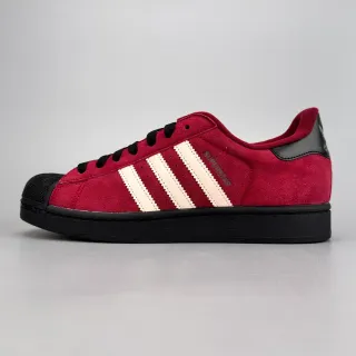 阿迪达斯 Superstar 酒红色黑色麂皮鞋面 Shell Toe 生活方式运动鞋