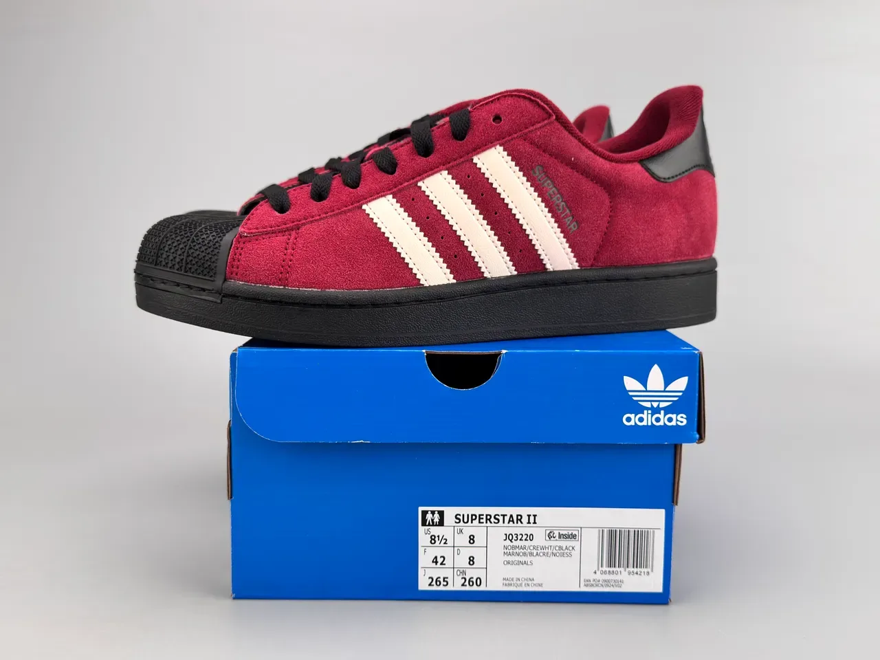 Adidas Superstar Tênis Lifestyle Camurça Borgonha Preto Shell Toe 2