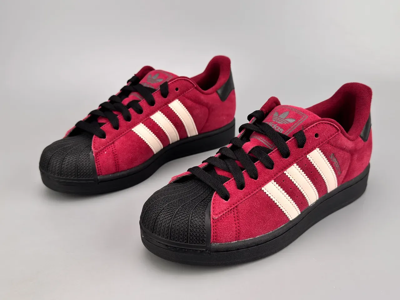 Adidas Superstar Tênis Lifestyle Camurça Borgonha Preto Shell Toe 3