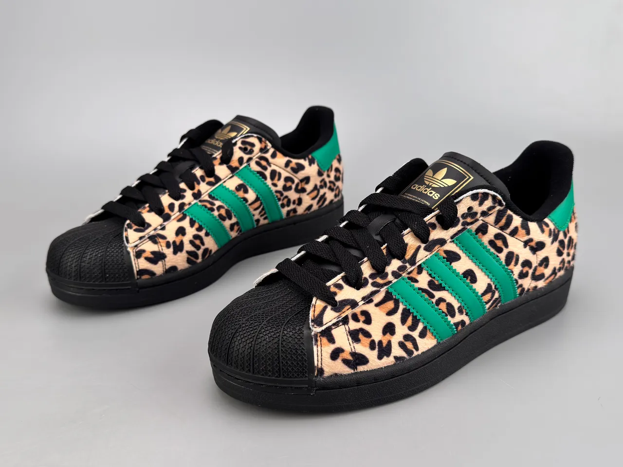 Adidas Superstar Baskets Lifestyle Imprimé Léopard Rayures Vertes 4