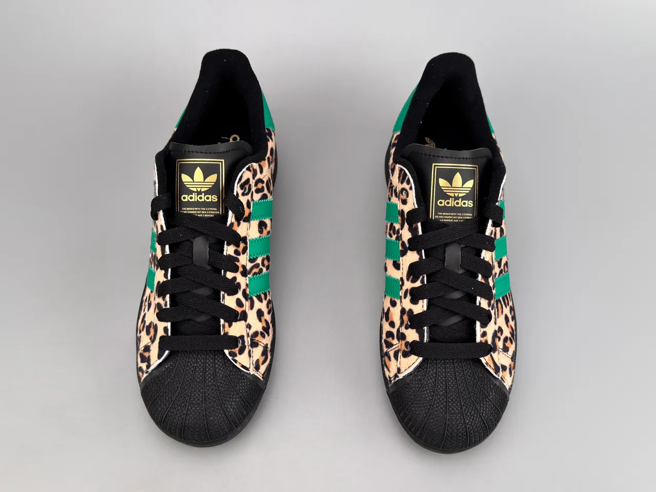 Adidas Superstar Baskets Lifestyle Imprimé Léopard Rayures Vertes 9