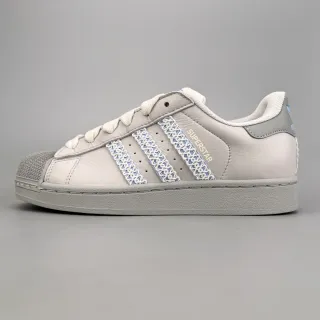 Adidas Superstar رمادي فاتح مطرز ثلاث شرائط أحذية رياضية نمط حياة