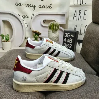 Adidas Superstar Off-White and Red حذاء أسلوب الحياة