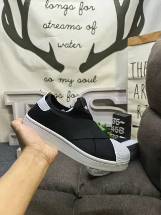 Adidas Superstar Slip-On أسود وأبيض أحذية رياضية نمط حياة 5