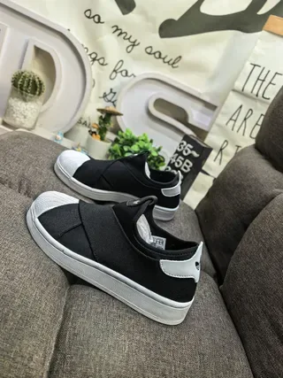 Adidas Superstar Slip-On أسود وأبيض أحذية رياضية نمط حياة 7