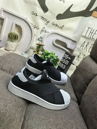 Adidas Superstar Slip-On أسود وأبيض أحذية رياضية نمط حياة 9
