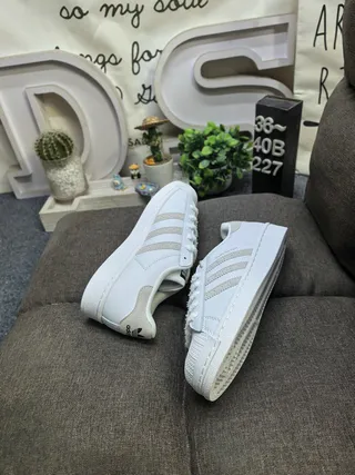 Adidas Superstar White and Green Lifestyle Sneakers 6