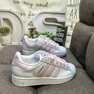 Adidas Superstar White and Pink حذاء lifestyle