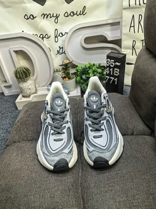 Adidas Track Trainer Gray and White Chunky Sneakers 10