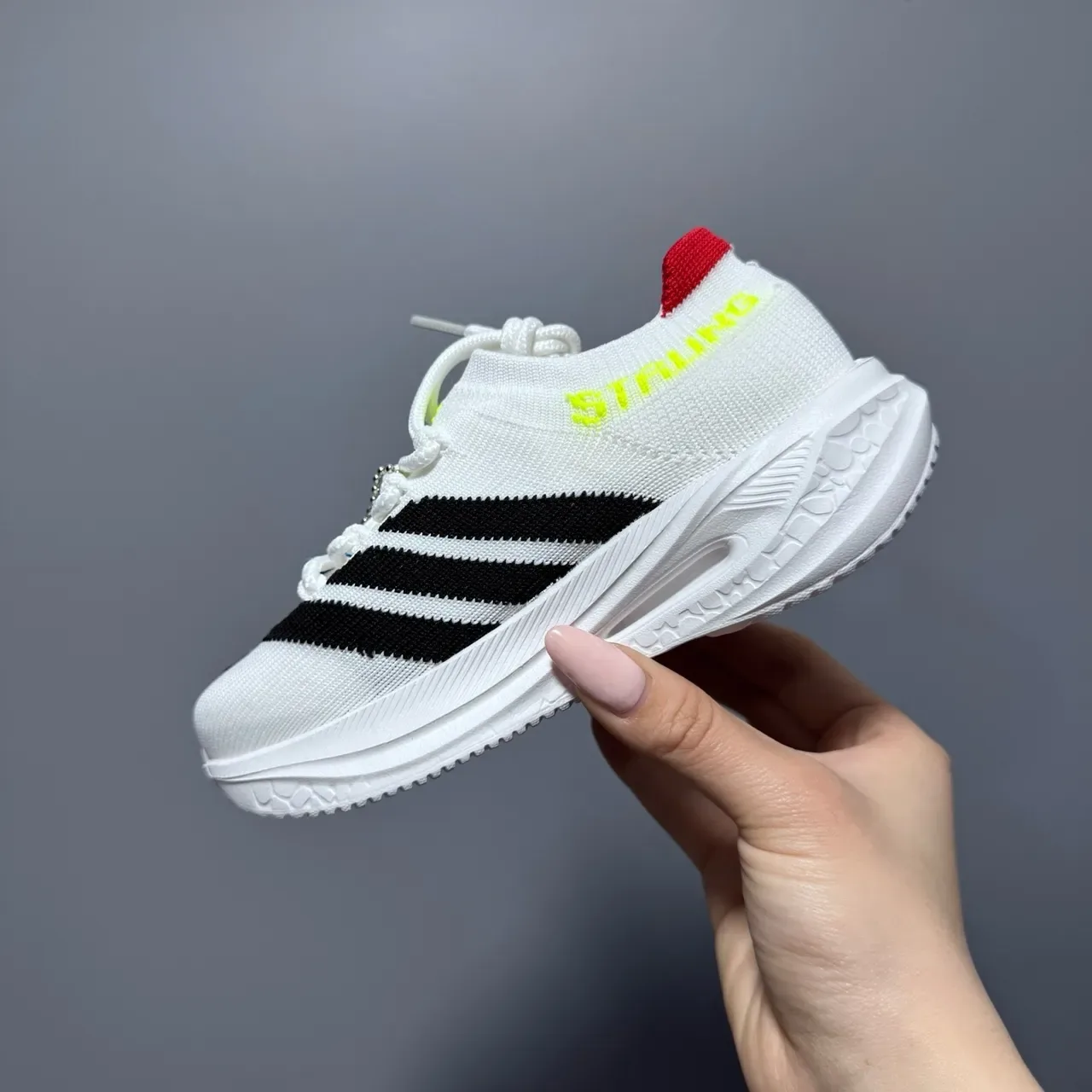 Adidas White Black Knit Upper Three-Stripe Side Panel Sneakers 11