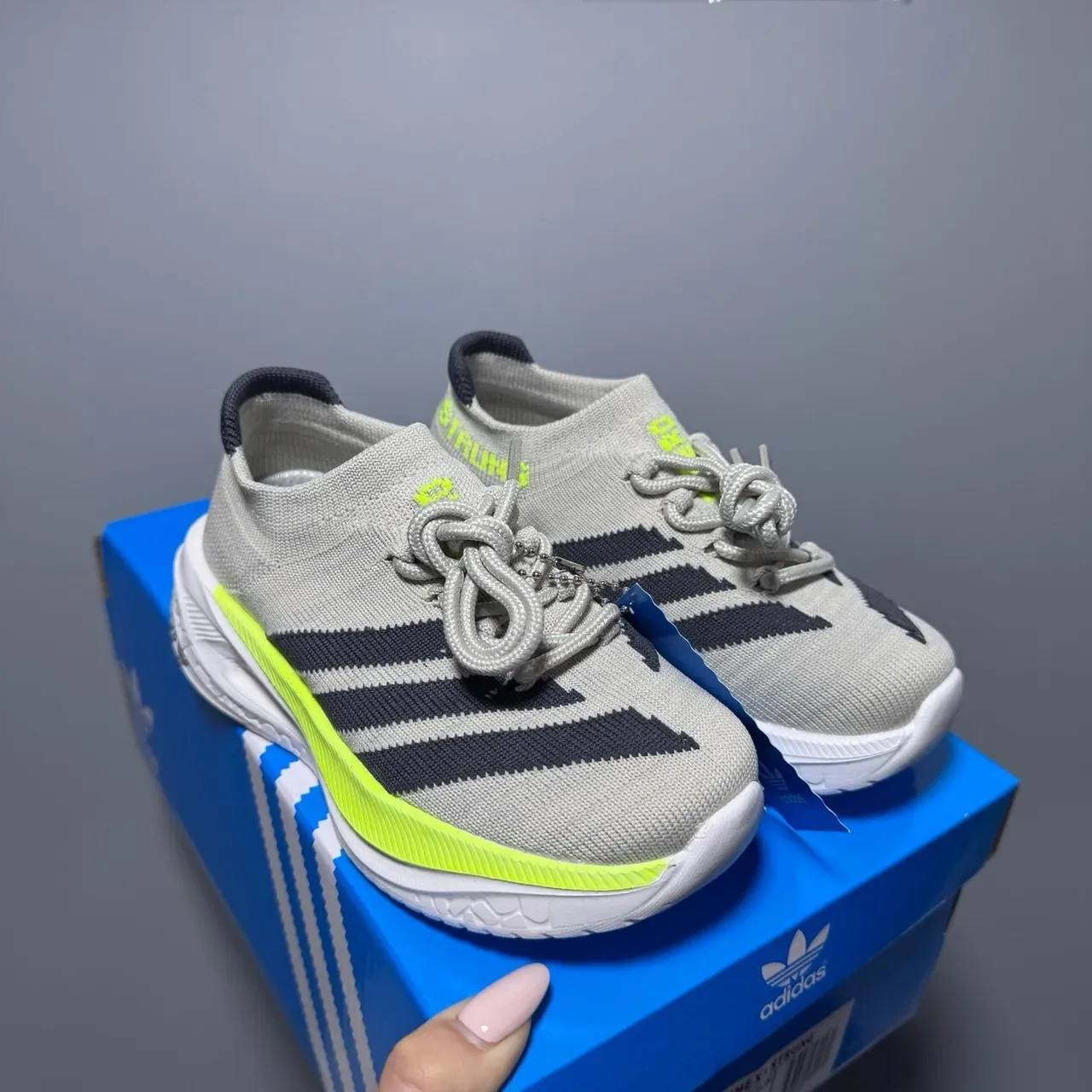Adidas White Black Knit Upper Three-Stripe Side Panel Sneakers 15
