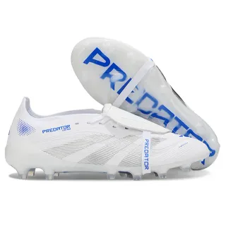 Adidas White Blue Laceless Hybrid Closure Textured Forefoot Firm-Ground Soccer Shoes