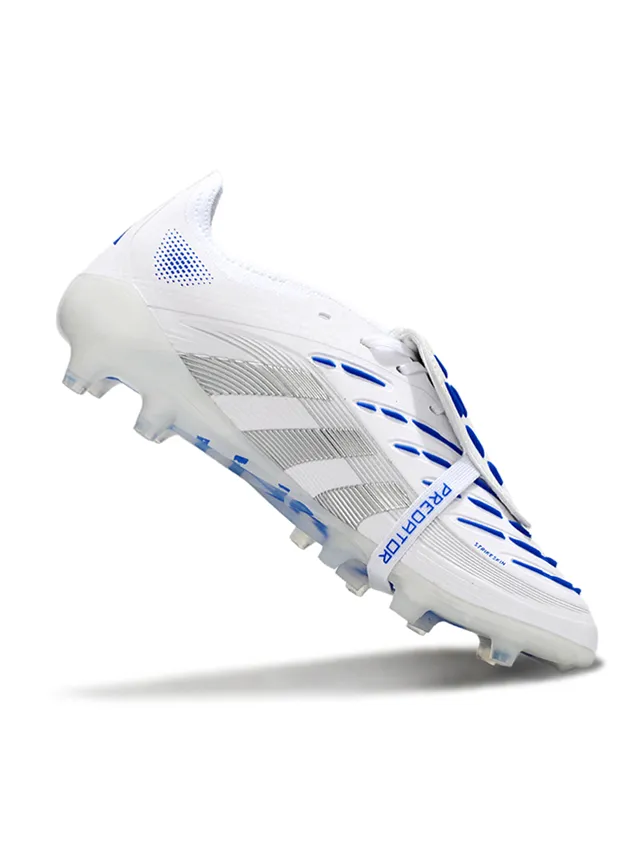 Adidas Branco Azul Sem Cadarço Fecho Híbrido Texturizado Ponta da Frente Campo Firme Sapatos de Futebol 2
