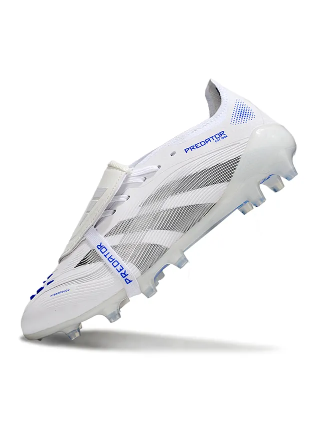 Adidas Branco Azul Sem Cadarço Fecho Híbrido Texturizado Ponta da Frente Campo Firme Sapatos de Futebol 3