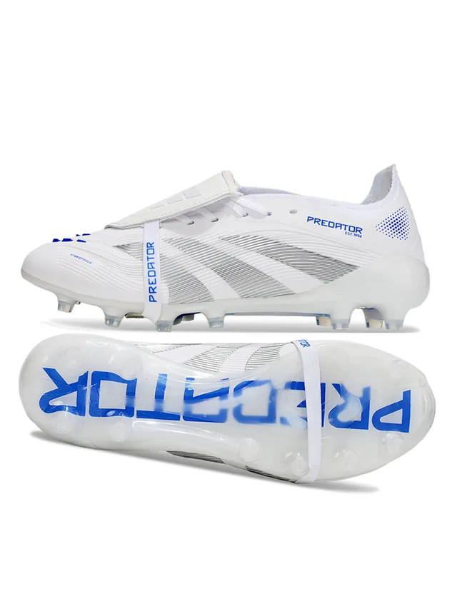 Adidas Branco Azul Sem Cadarço Fecho Híbrido Texturizado Ponta da Frente Campo Firme Sapatos de Futebol 6