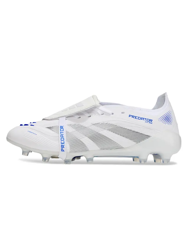 Adidas Branco Azul Sem Cadarço Fecho Híbrido Texturizado Ponta da Frente Campo Firme Sapatos de Futebol 7