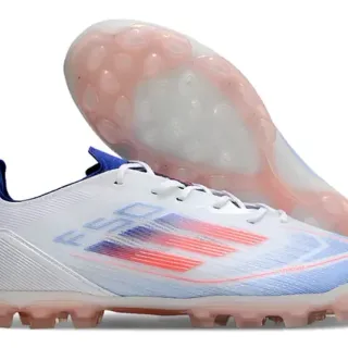 Adidas White Blue Low-Cut Upper Sintético Franja Gradiente Gráfico Tacos Firmes Zapatos de Fútbol