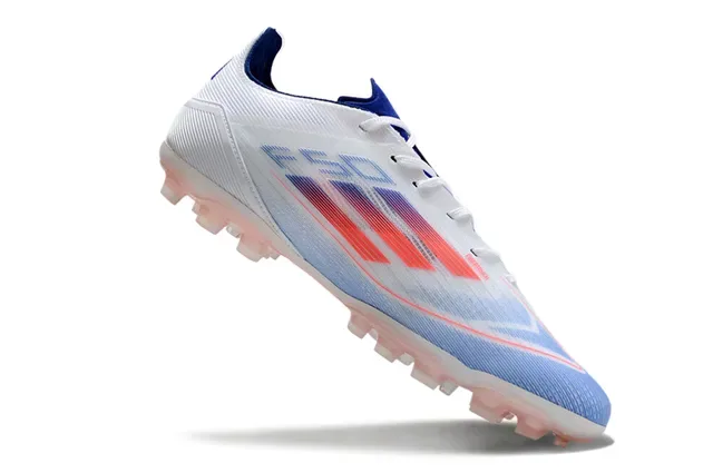 أحذية كرة القدم أديداس White Blue Low-Cut Synthetic Upper Gradient Stripe Graphic Firm-Ground 2